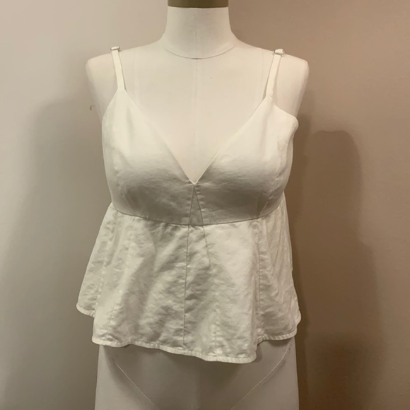 BCBGMAXAZRIA Meaghan Cropped Peplum Top White Large - Picture 2 of 11